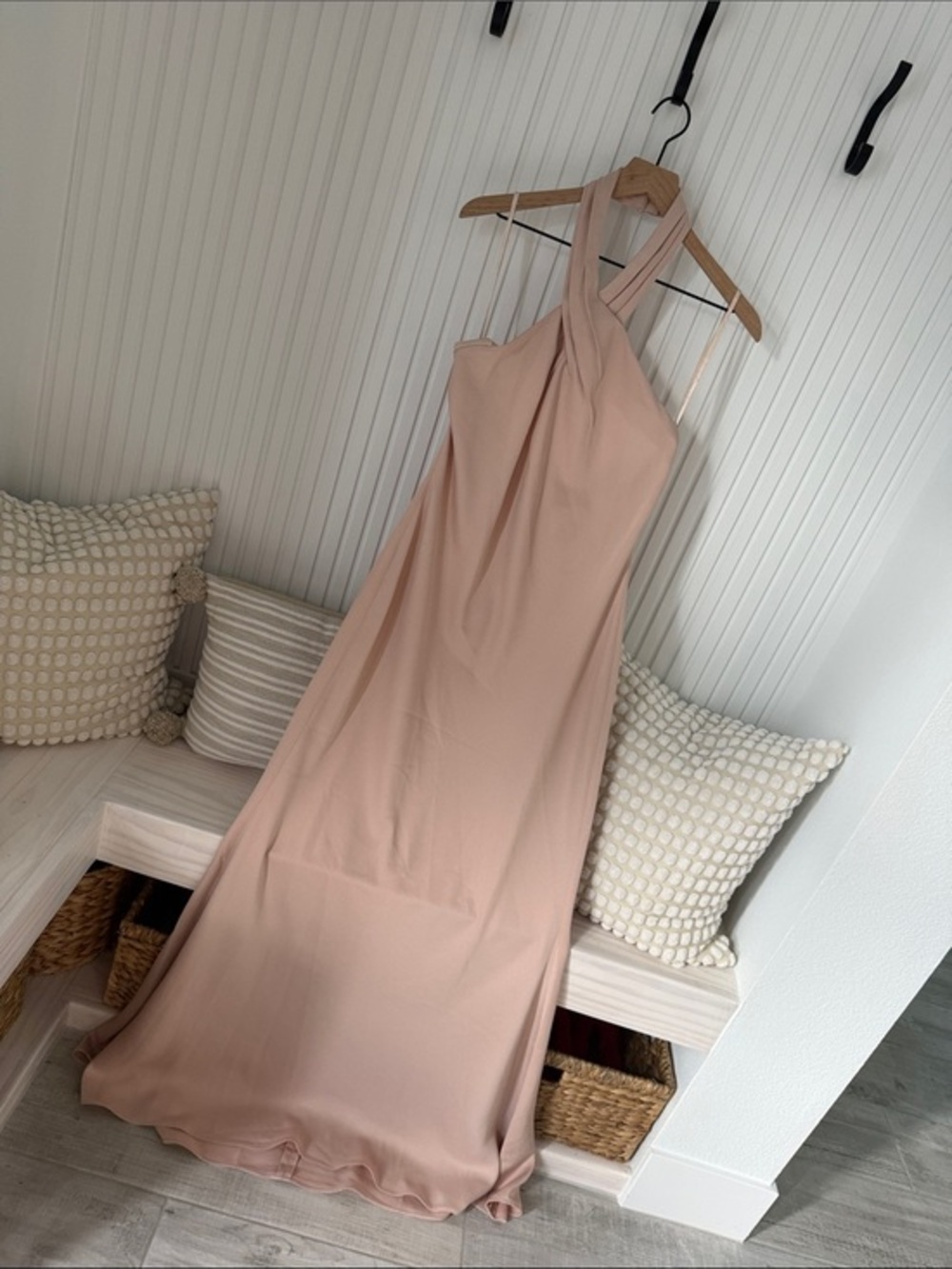 Elegant Halter Maxi Dress in Dusty Blush